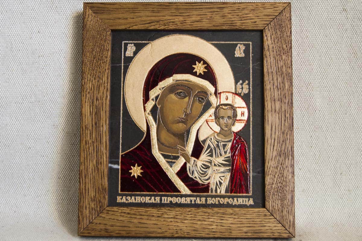 Икона Казанской Богоматери № 05 из мрамора, изображение, фото 1