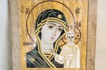 Резная Икона Казанской Божией Матери № 1-25-14 из мрамора, изображение, фото 2