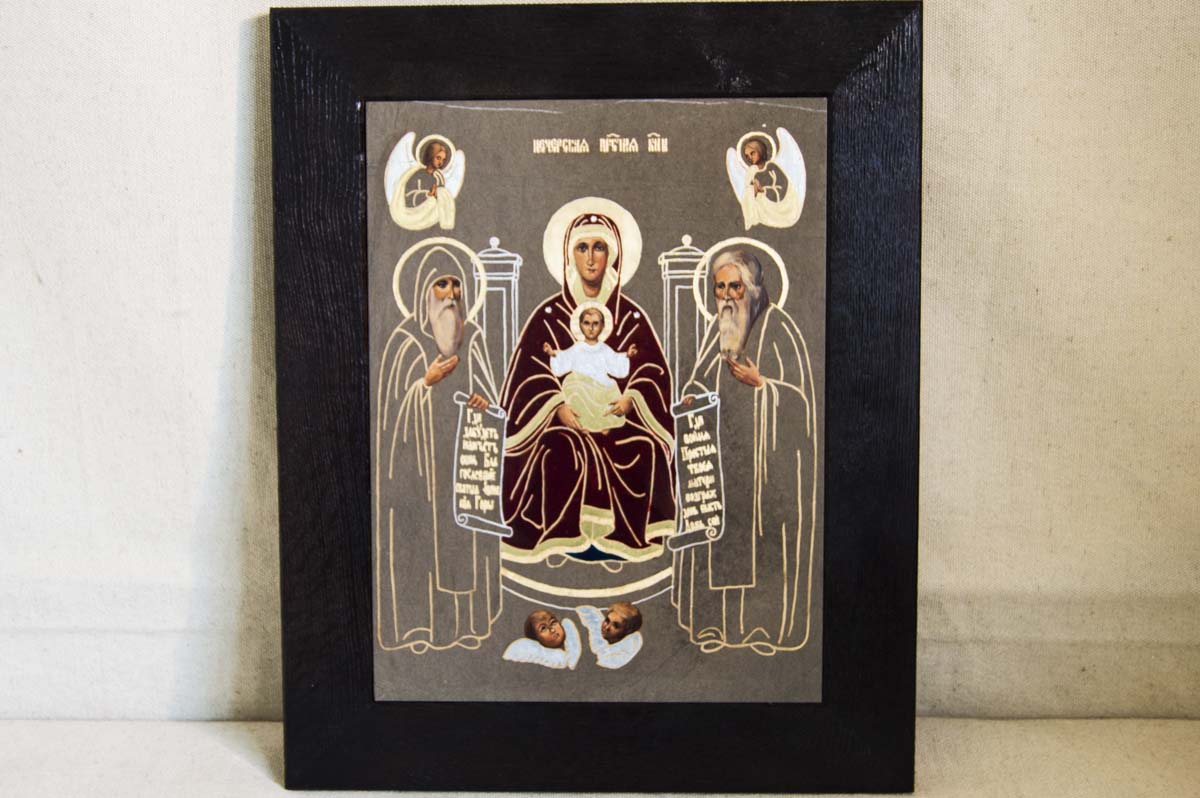 Икона Свенской (Печерской) Божией Матери № 01 из камня, каталог икон, изображение, фото 1