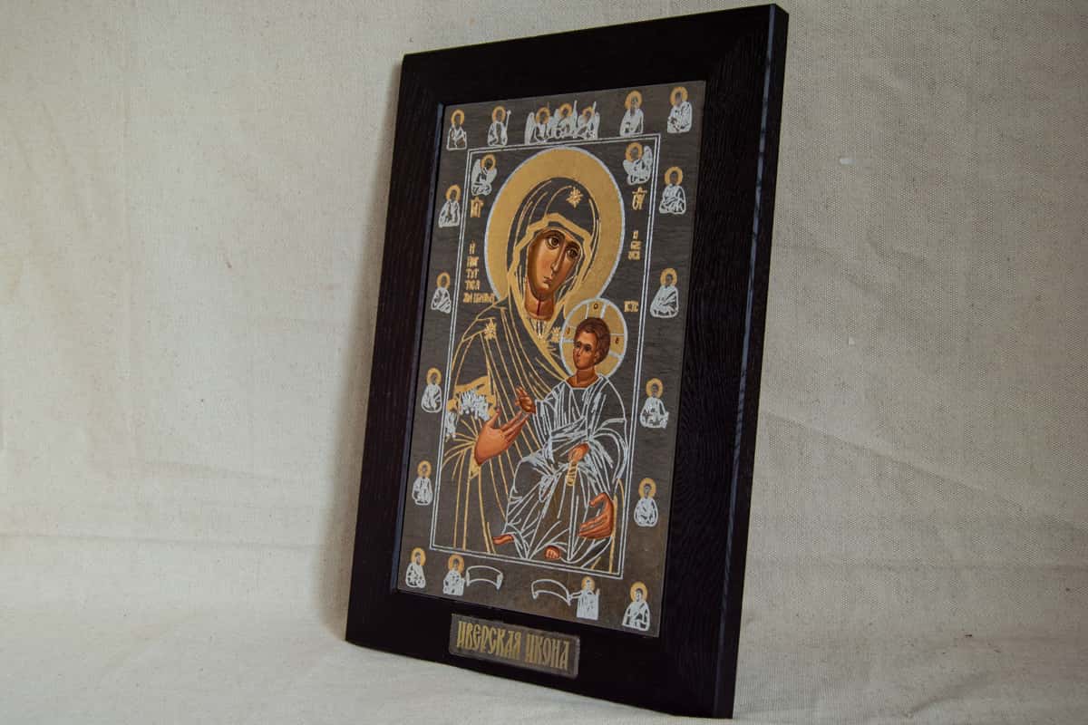 Икона Иверской Божией Матери № 3-05 из мрамора от Гливи, фото 1