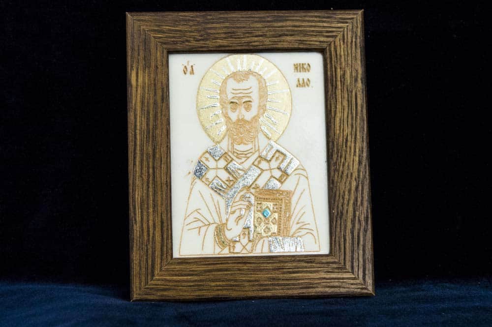 Икона Николая Чудотворца № 4 из камня, изображение Святого, фото 1