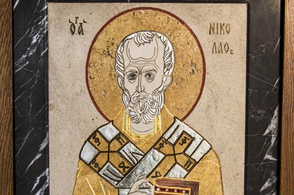 Икона Святого Николая Чудотворца инд. № 06 из мрамора, каталог икон, фото, изображение 2