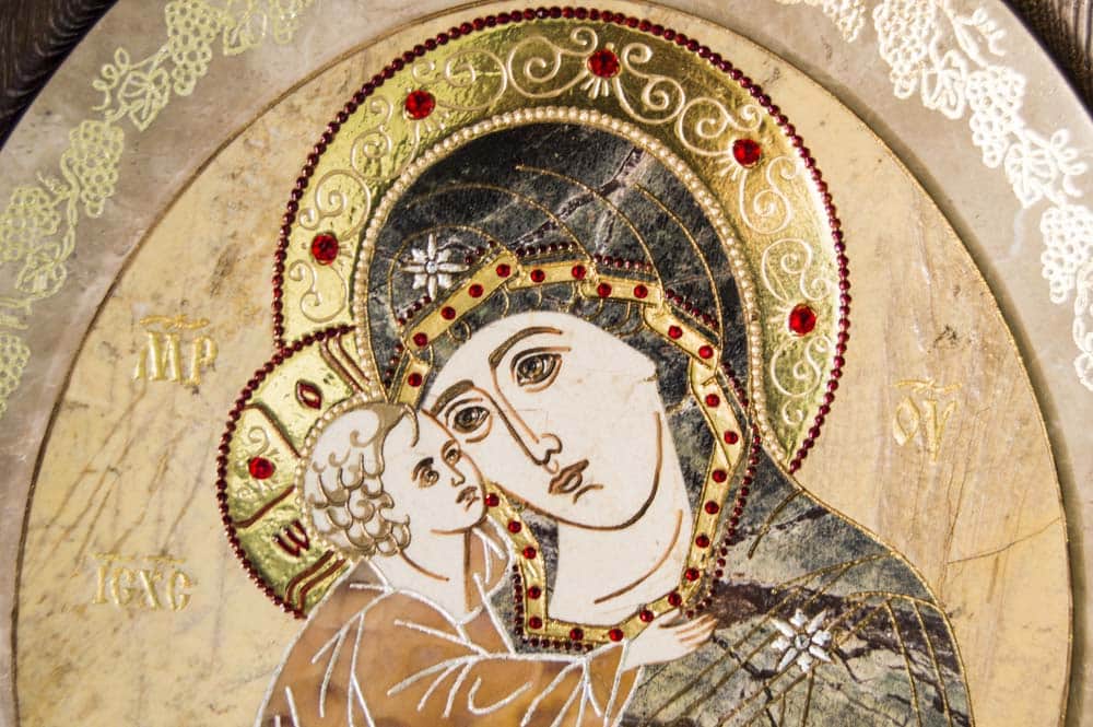 Икона Жировичской (Жировицкой) Божией (Божьей) Матери № п13, мрамор, изображение, фото 3