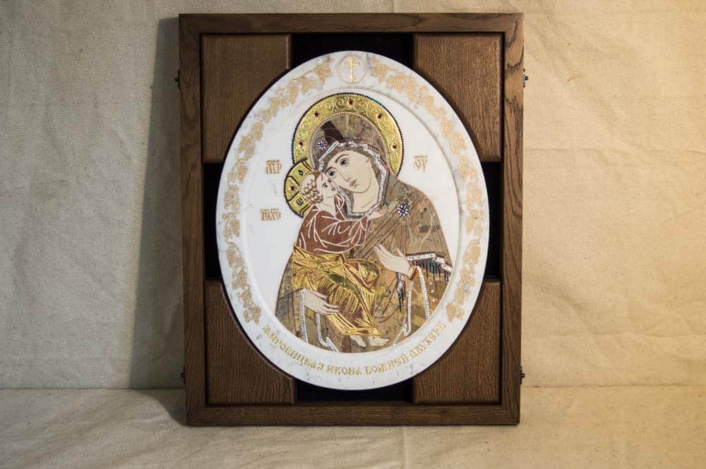 Икона Жировичской (Жировицкой) Божией (Божьей) Матери № п18, мрамор, изображение, фото 1