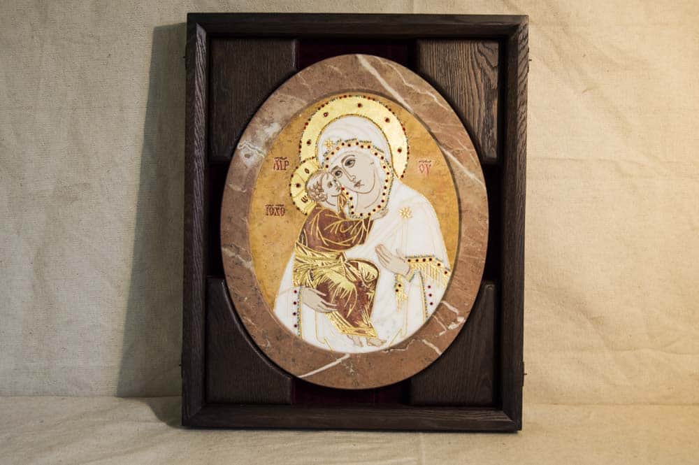 Икона Жировичской (Жировицкой) Божией (Божьей) Матери № п20, мрамор, изображение, фото 1