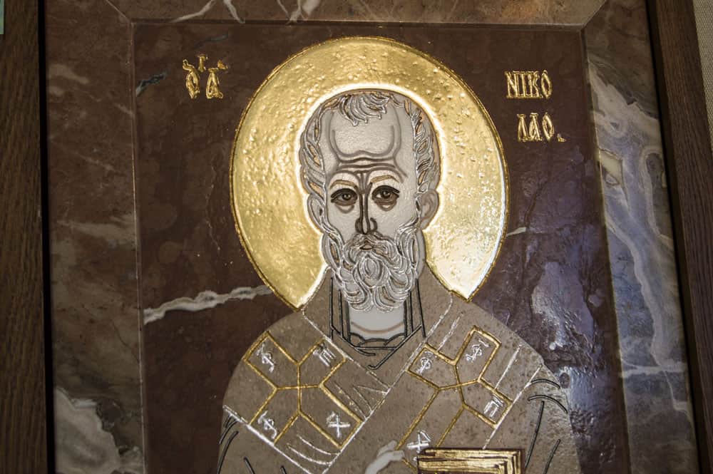 Икона Святого Николая Чудотворца инд. № 09 из мрамора, каталог икон, фото, изображение 1