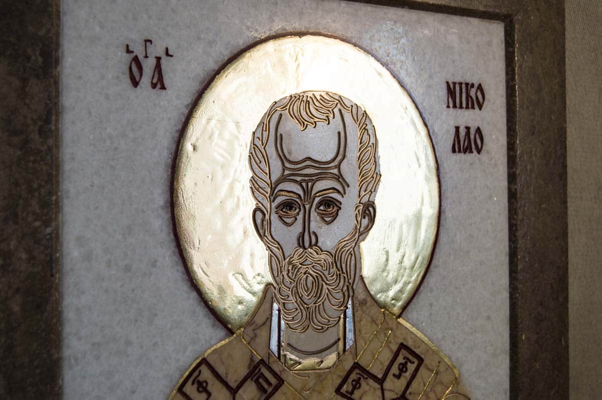 Икона Святого Николая Чудотворца инд. № 12 из мрамора, каталог икон, фото, изображение 2