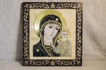 Резная Икона Казанской Божией Матери № 1-25-4 из мрамора, изображение, фото 1