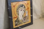 Резная Икона Казанской Божией Матери № 1-25-9 из мрамора, изображение, фото 1