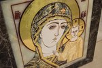 Резная Икона Казанской Божией Матери № 1-25-15 из мрамора, изображение, фото 7