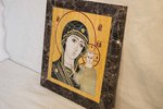Резная Икона Казанской Божией Матери № 1-25-3 из мрамора, изображение, фото 2