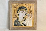 Резная Икона Казанской Божией Матери № 1-25-14 из мрамора, изображение, фото 1