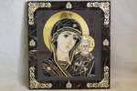 Резная Икона Казанской Божией Матери № 1-25-1 из мрамора, изображение, фото 1