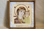Резная Икона Казанской Божией Матери № 1-25-12 из мрамора, изображение, фото 1