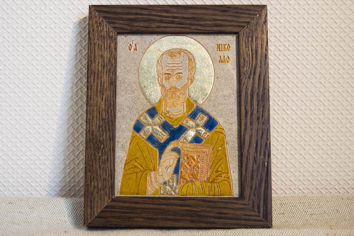 Икона Николая Угодника № 21 из мрамора, икона Святого в каталоге икон, изображение, фото 1