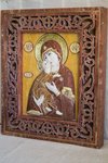 Икона с выставки Владимирская Богородица рельефная в резной раме от Glivi, фото 6