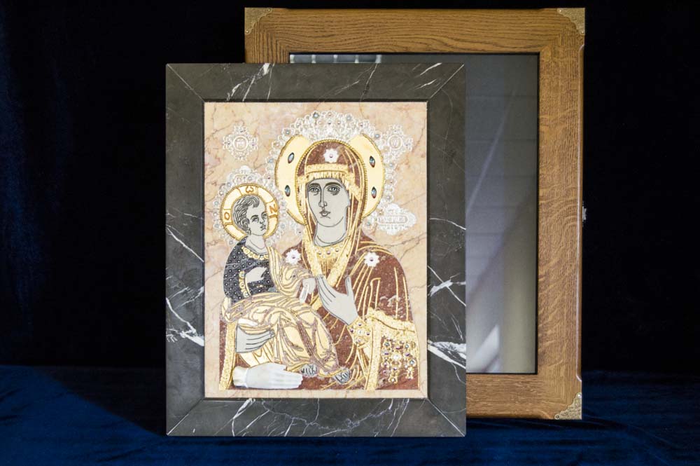 Изображение Икона Божьей Матери Троеручица № 2-12-7 природный камень, фото 7