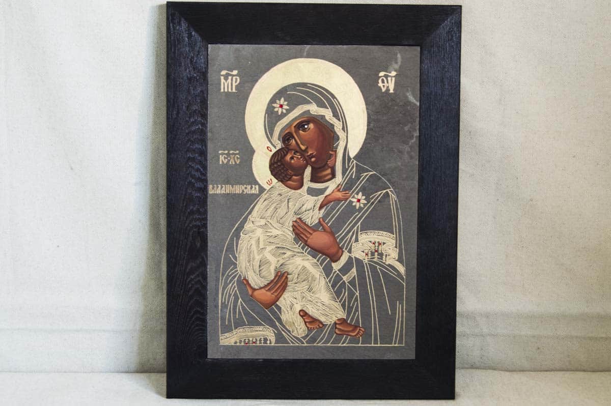 Икона Владимирской Божией Матери № 1-4 из камня, каталог икон, изображение, фото 1