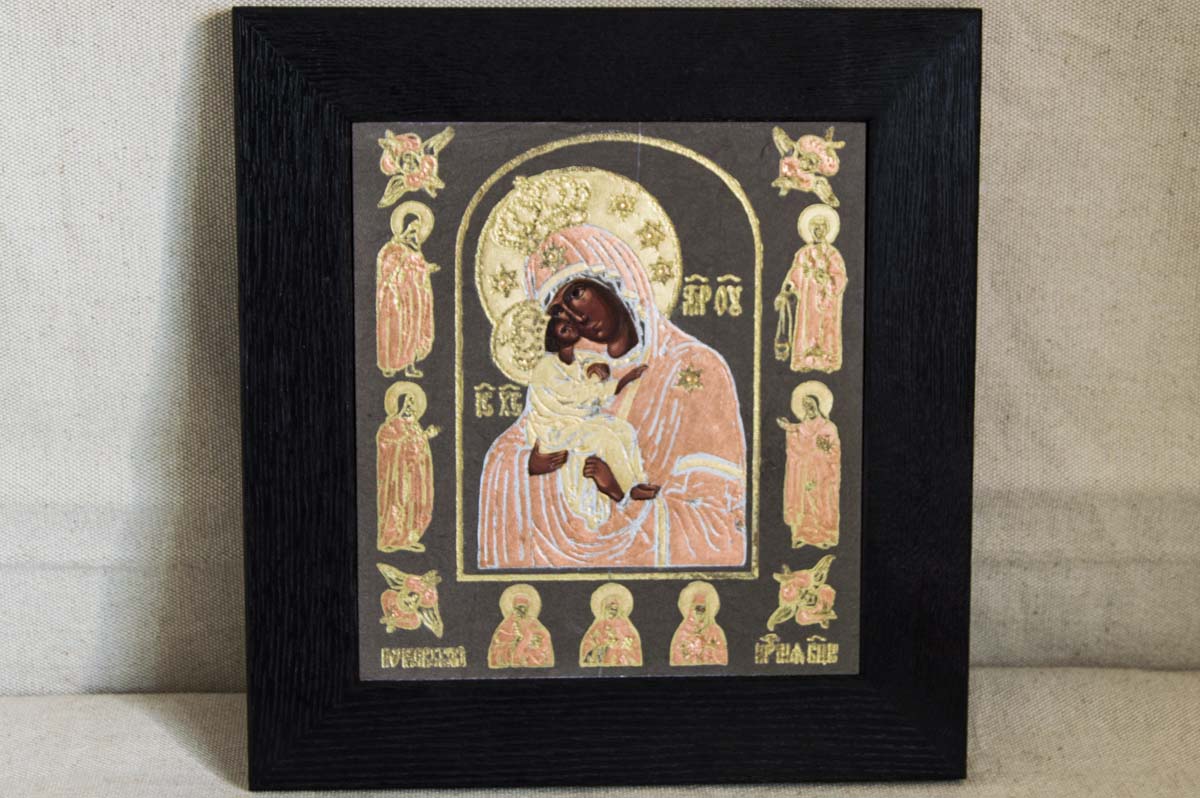 Икона Божией Матери Почаевская  № 01 из мрамора, Богоматерь, изображение, фото 1