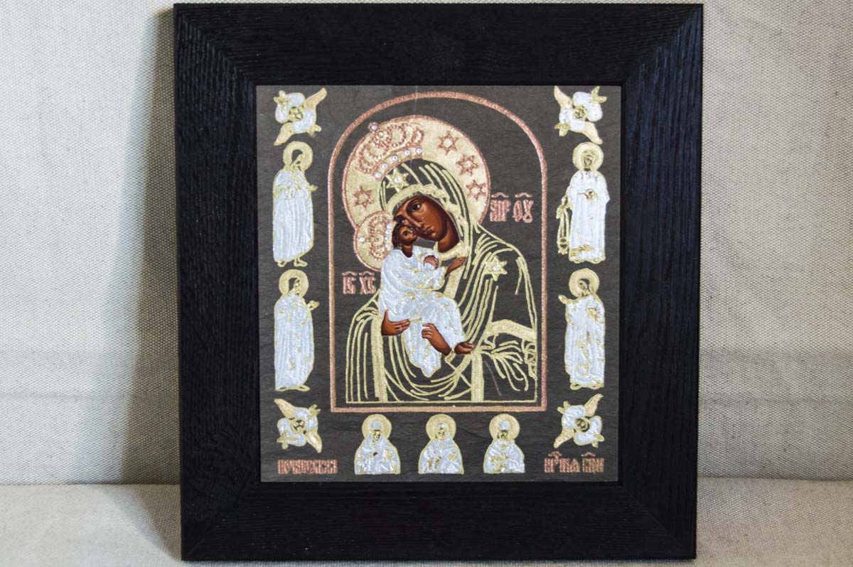 Икона Божией Матери Почаевская  № 02 из мрамора, Богоматерь, изображение, фото 1