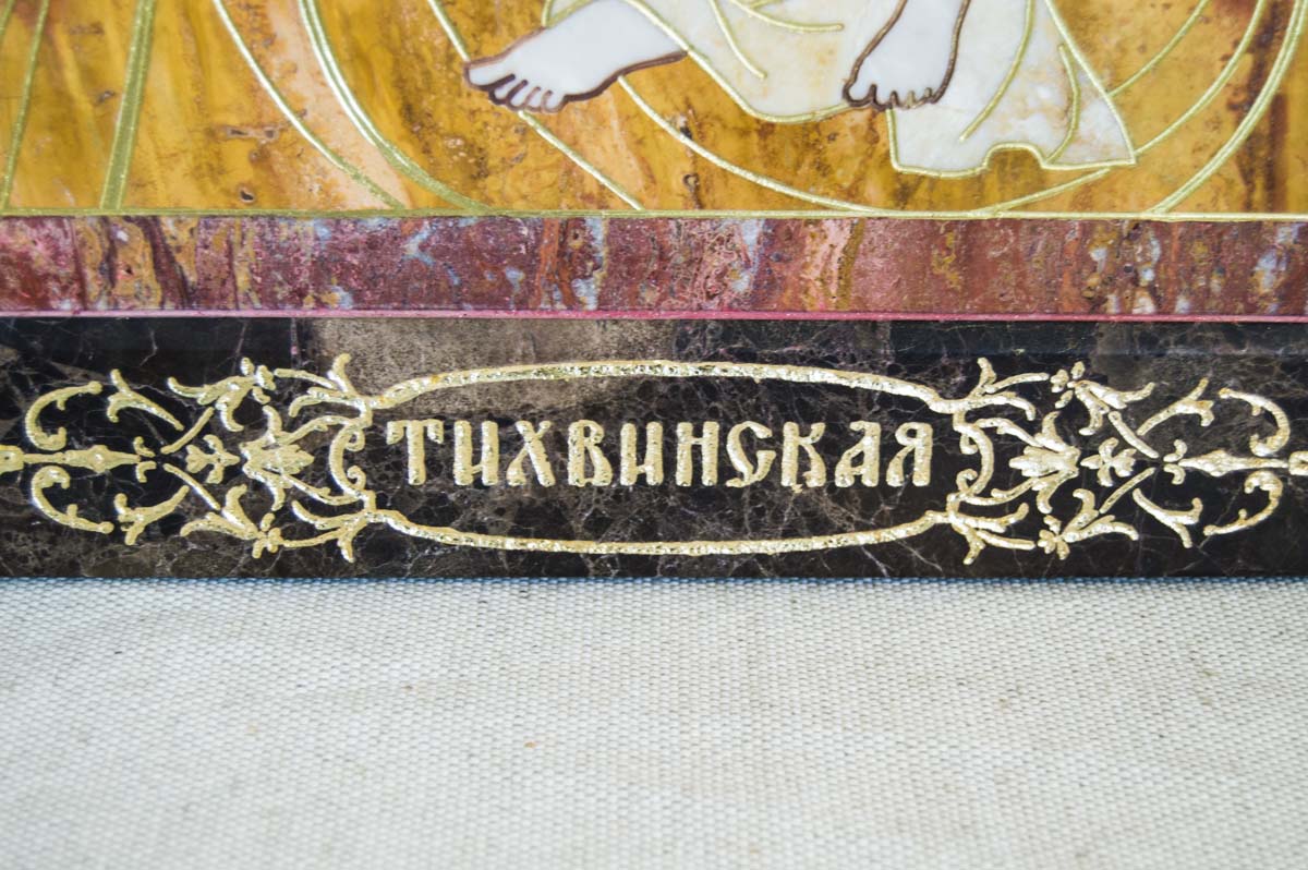 Икона Тихвиснкой Божьей Матери из мрамора, Каталог икон из камня Гливи