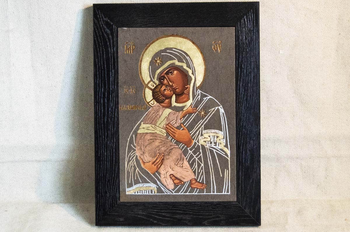 Икона Владимирской Божией Матери № 1-6 из камня, каталог икон, изображение, фото 1
