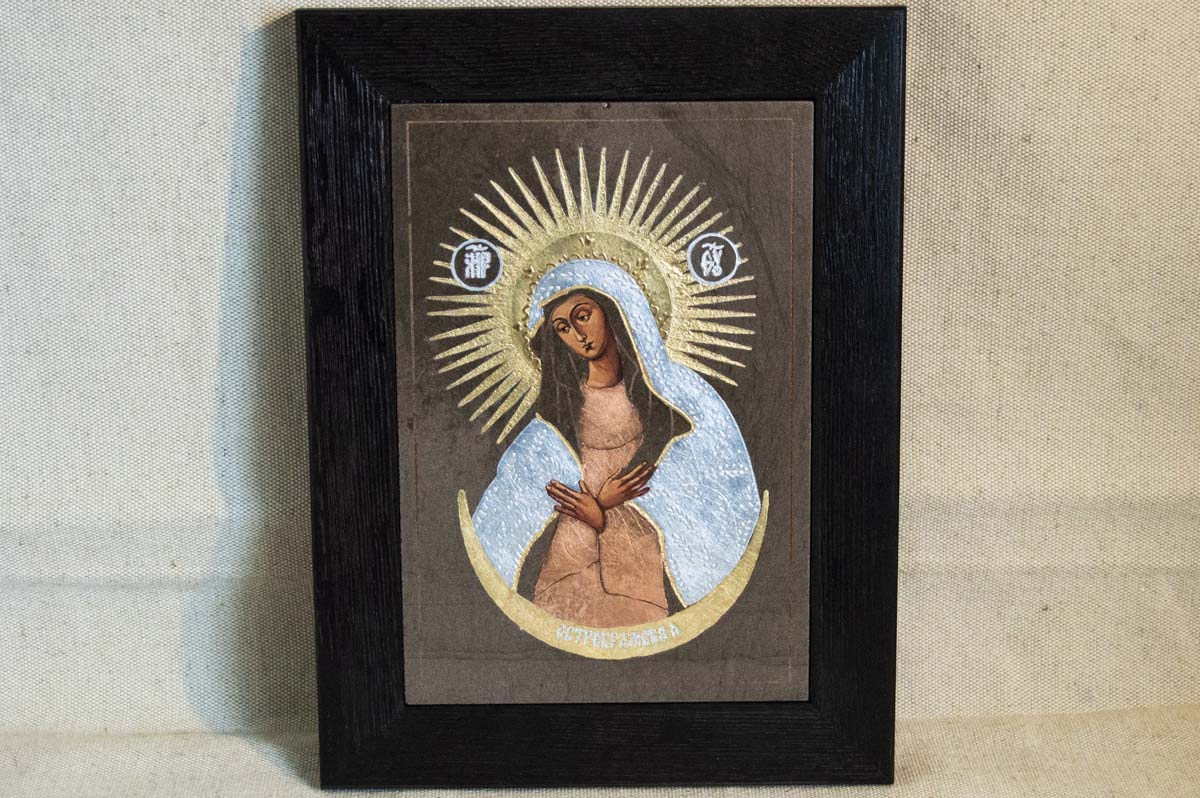 Икона Остробрамской Божией Матери № 04 из мрамора, каталог икон, изображение, фото 1