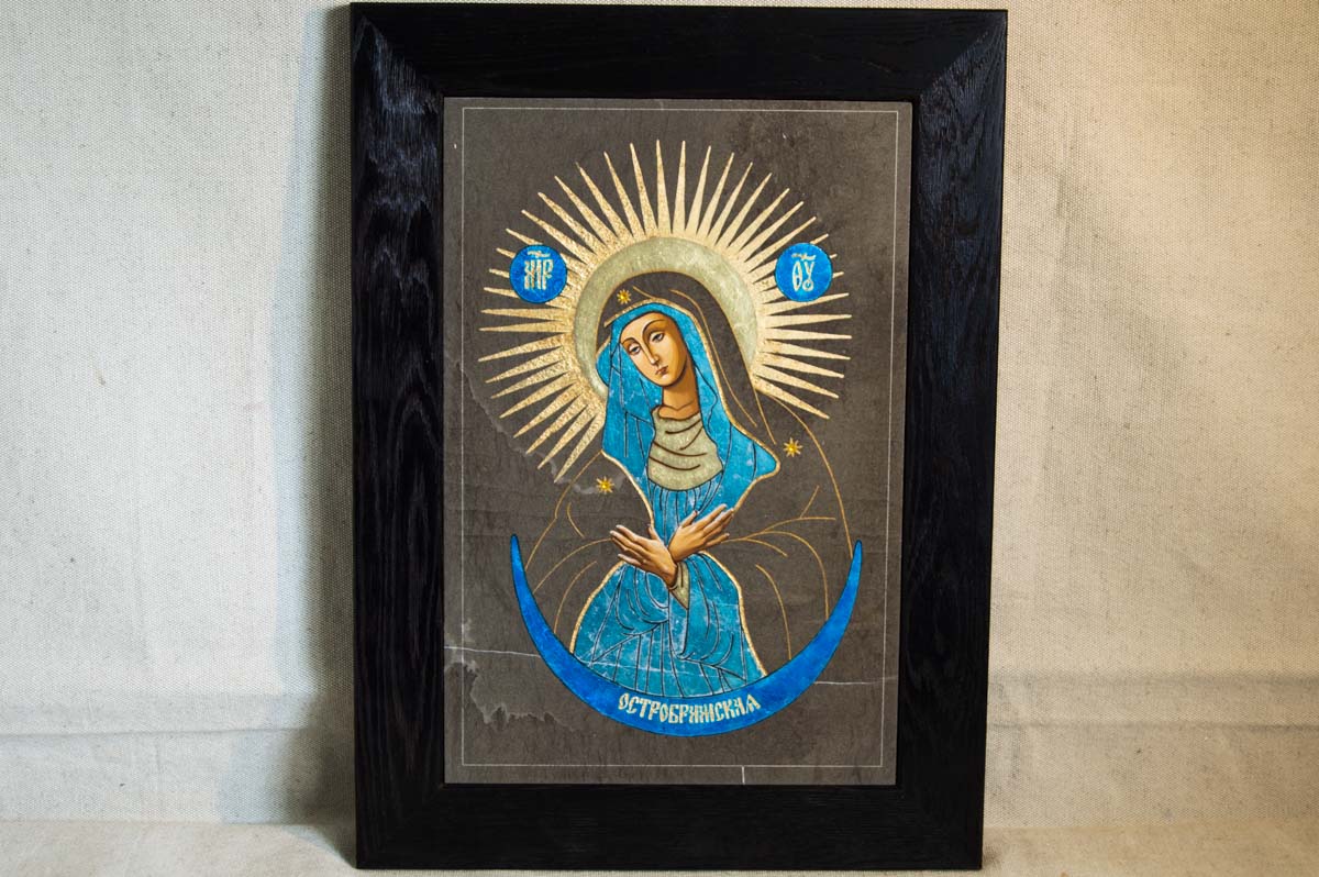 Икона Остробрамской Божией Матери № 07 из мрамора, каталог икон, изображение, фото 1