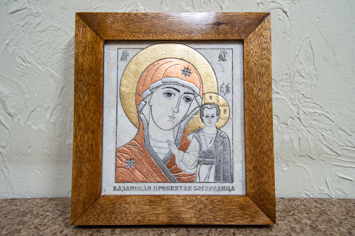 Икона Казанской Божией Матери № 1 из мрамора от Гливи, фото 1