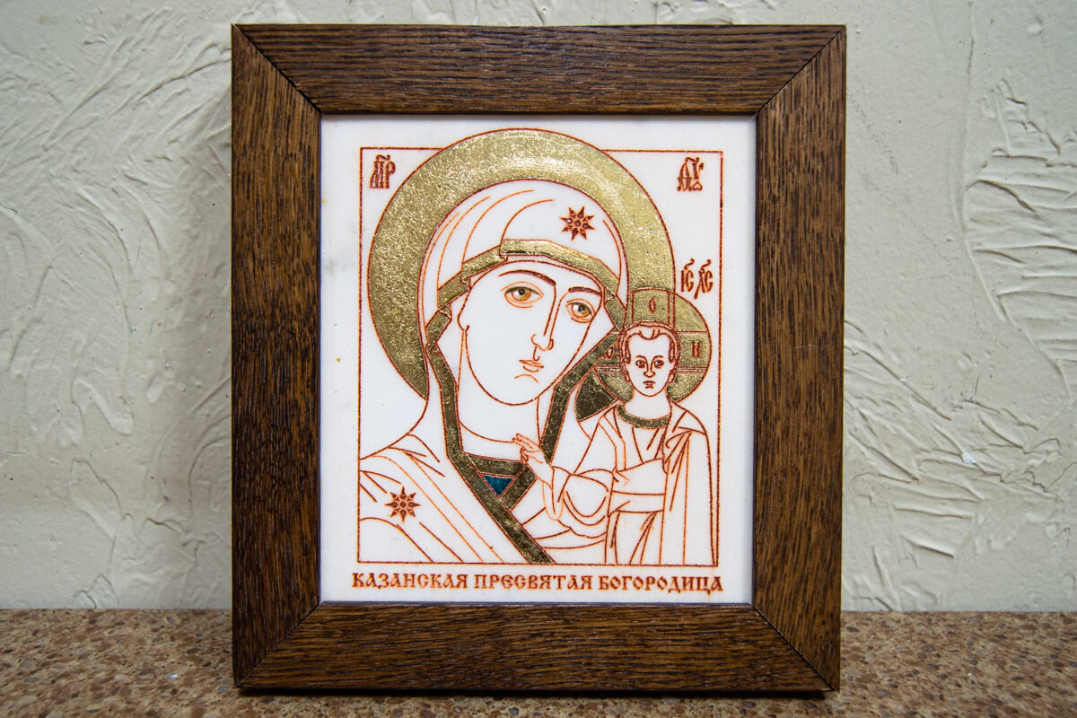 Икона Казанской Божией Матери № 12 из мрамора от Гливи, фото 1