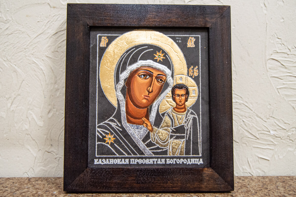 Икона Казанской Божией Матери № 13 из мрамора от Гливи, фото 1