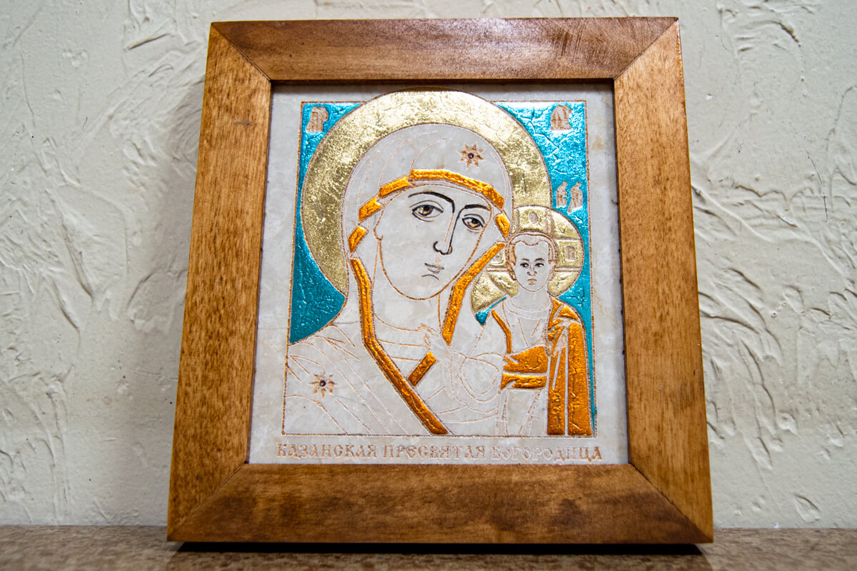 Икона Казанской Божией Матери № 16 из мрамора от Гливи, фото 1