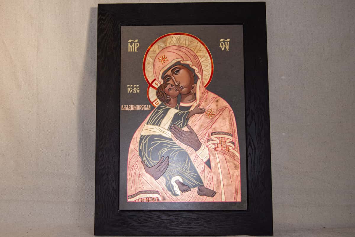 Икона Владимирской Богородицы № 1-9 из мрамора от Гливи, фото 1