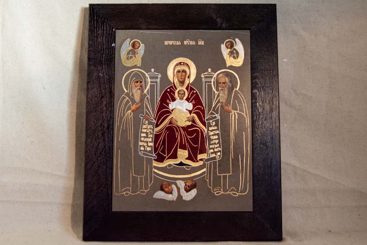 Икона Свенской (Печерской) Божией Матери № 03 из камня, каталог икон, изображение, фото 1