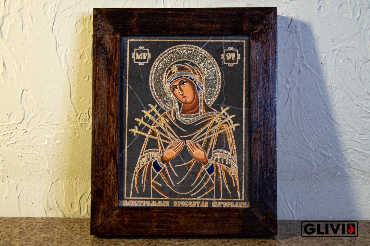 Икона Семистрельной Божией Матери № 01, малая подарочная от Гливи, изображение, фото 1