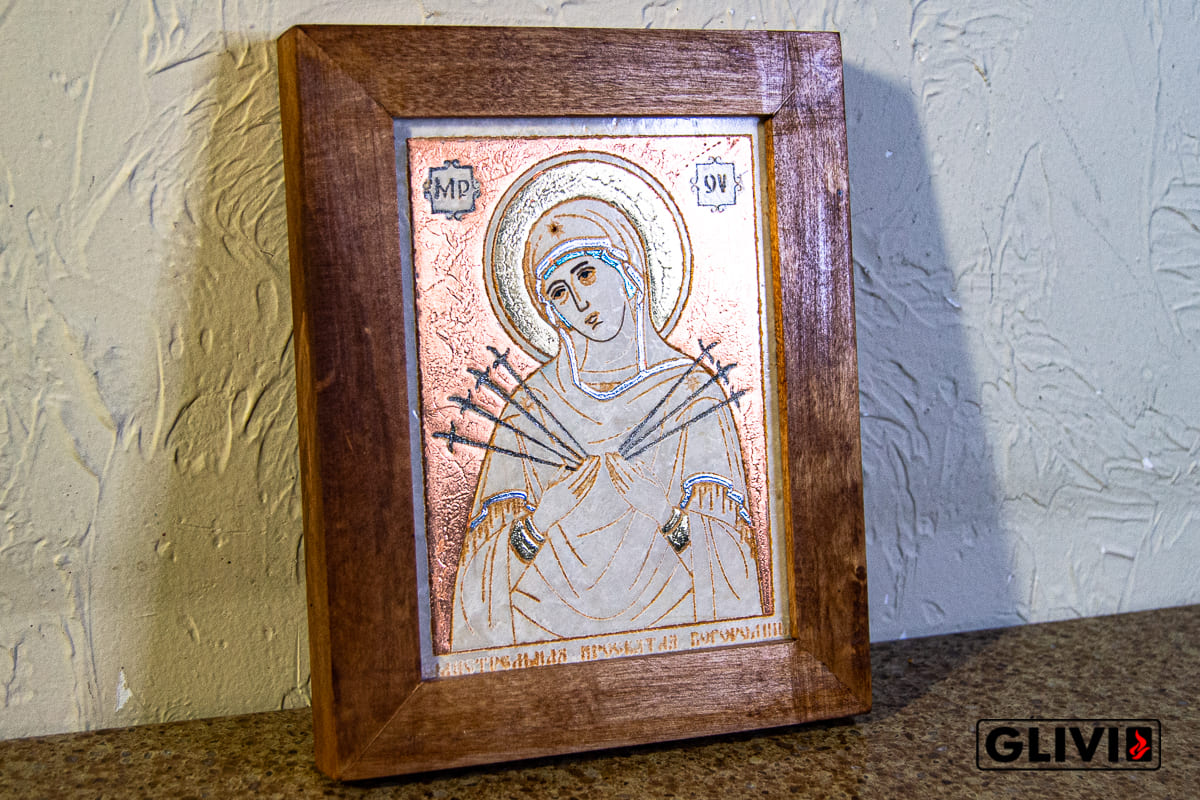Икона Семистрельной Божией Матери № 02, малая подарочная от Гливи, изображение, фото 1