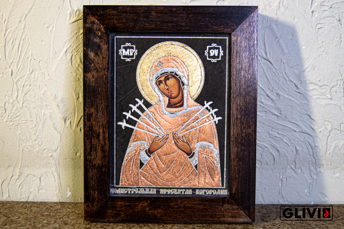 Икона Семистрельной Божией Матери № 011, малая подарочная от Гливи, изображение, фото 1