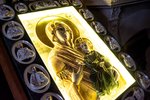  Большая Иверская икона Божьей Матери в храм, храмовая аналойная икона из камня от Гливи, изображение рельефной иконы для храма, фото 4