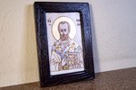  Икона Николая Угодника № 5-26 на мраморе, малая, подарочная, именная, изображение, фото 2