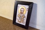  Икона Николая Угодника № 5-26 на мраморе, малая, подарочная, именная, изображение, фото 3