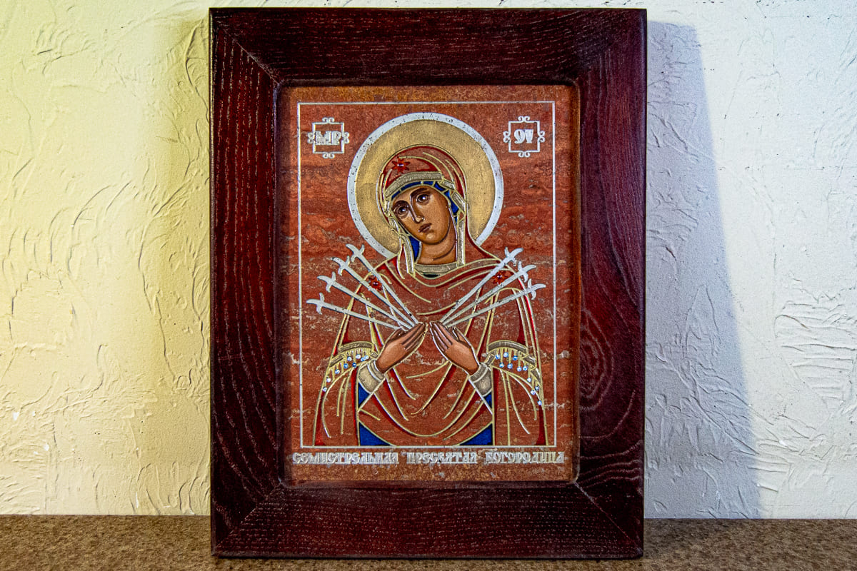 Икона Семистрельной Божией Матери № 5-12 , малая подарочная от Гливи, изображение, фото 1