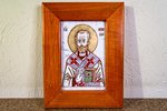  Икона Николая Угодника № 5-29 на мраморе, малая, подарочная, именная, изображение, фото 1