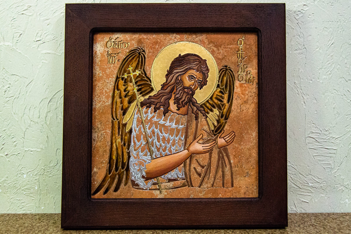 Икона Святого Иоанна № 01 из камня, каталог икон Святых, фото 1