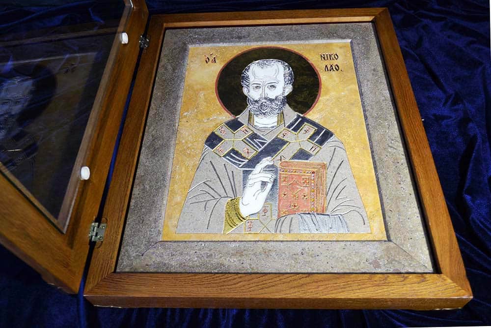 Икона Святого Николая Чудотворца инд.№01 из мрамора, каталог икон, фото, изображение 1