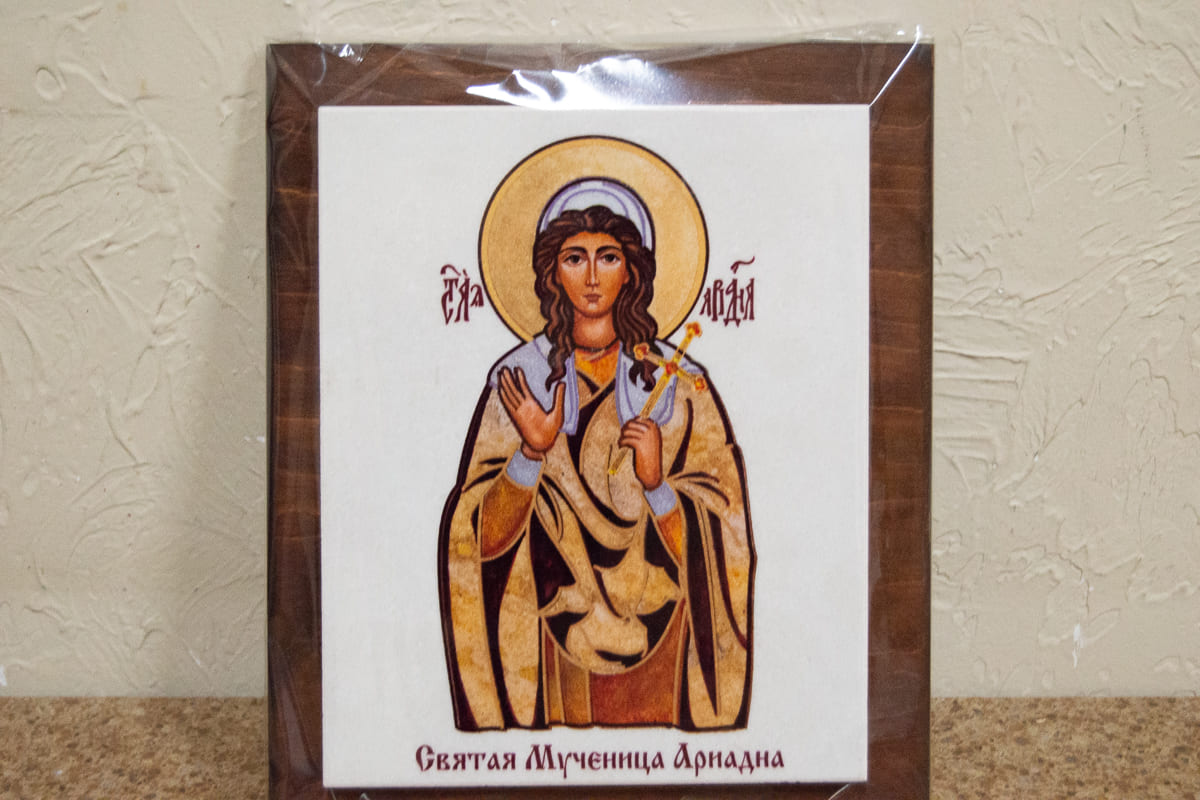 Икона Святой Ариадны Сувенирная на мраморе