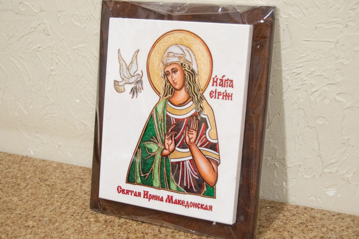 Икона Святой Елены Равноапостольной на мраморе, сувенирная, изображение, фото 2