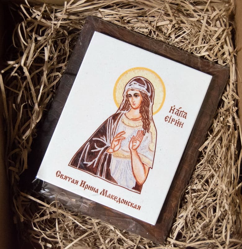 Икона Святой Елены Равноапостольной на мраморе, сувенирная, изображение, фото 4