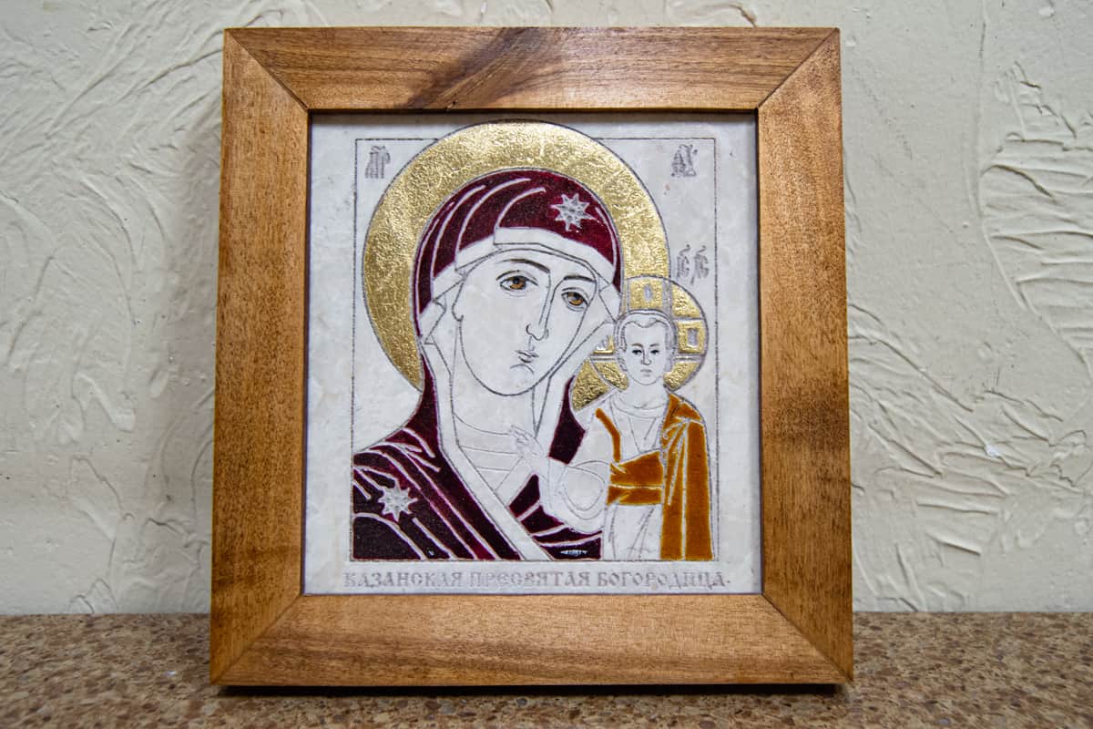 Икона Казанской Божией Матери № 23 из мрамора от Гливи, фото 1