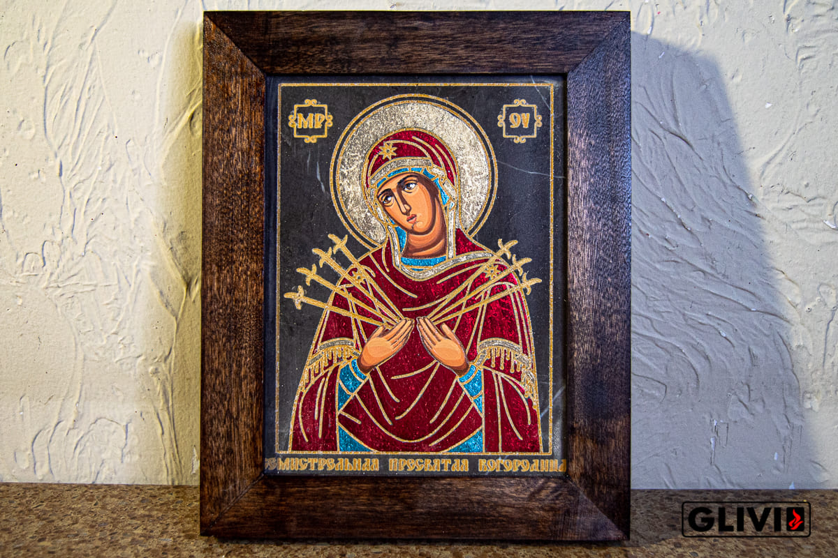 Икона Семистрельной Божией Матери № 09, малая подарочная от Гливи, изображение, фото 1