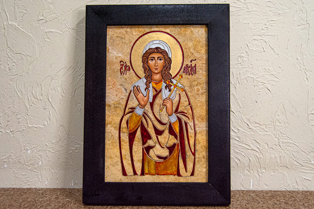 Именная икона Святой Ариадны Промисской (Фригийской) № 01 из мрамора, фото 1